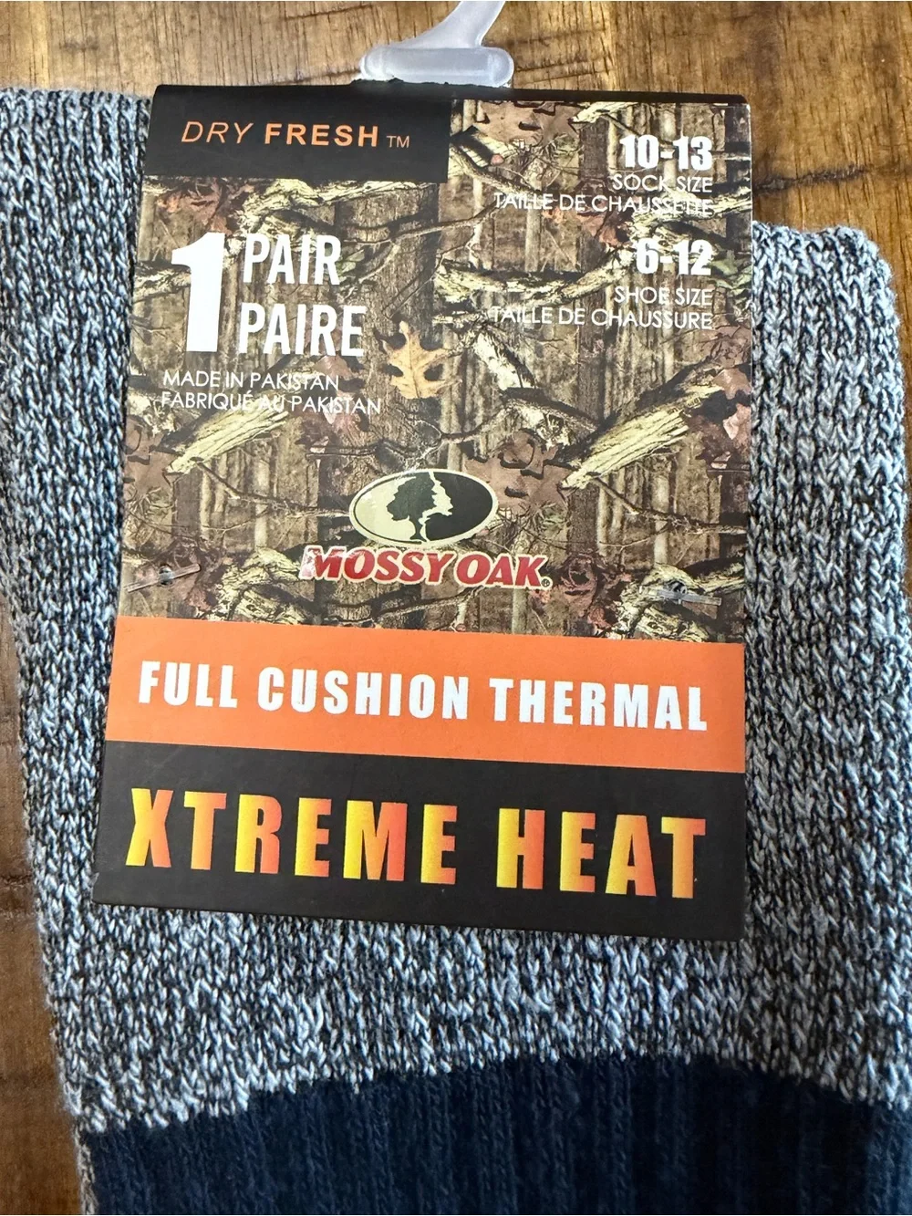 Mossy Oak Men's Full Cushion Thermal Socks - Black & Gray Blend